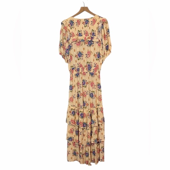 NWOT Spell | Soltice Tiered Ruffle Gown Size Large Floral Cream Boho Smocking - Picture 6 of 13